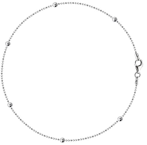 Savlano 925 Sterling Silver 9, 10 Inches Chain Anklet for Women Comes With a Gift Box - style: DC Bead/3mm Bead