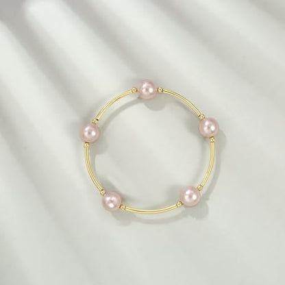 Elegance 11 designs 10mm Crystal White Pearl Blessing Bracelet - style: Style-Pink