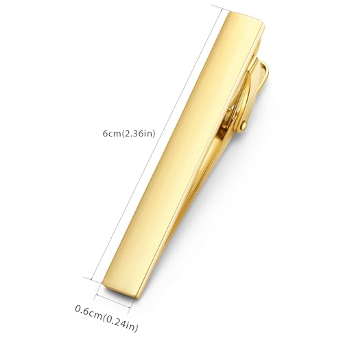 HONEY BEAR 5cm/5.4cm/6cm Mens Tie Clip Bar for Normal Size Steel Business Wedding Gift 1.97"/2.12"/2.36" - style: 6cm Brushed Gold horizontal
