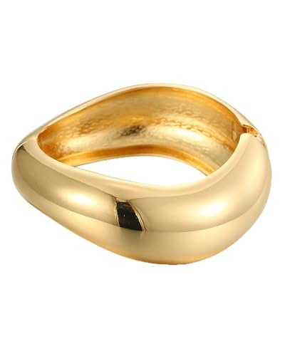 Bangle Bracelets for Women | 14K Gold Plated Trendy Wide Bracelets | Hinged Arm Cuff Bangles Chunky Bracelet for Women - color: Style D-Gold Plated Bangles