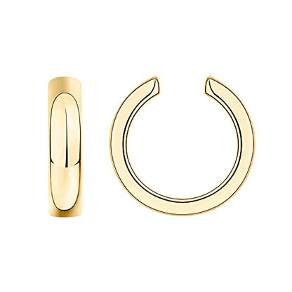 PAVOI 14K Gold Plated 925 Sterling Silver Round Huggie Ear Cuff Earrings for Women | Clip On Cartilage Cuff Earrings - style: Wide