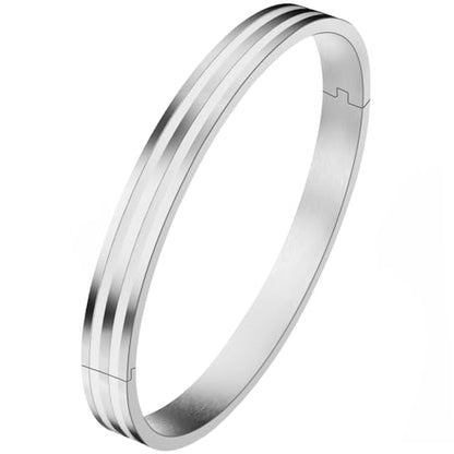 18K Gold Plated Bracelet Love Bangles for Women, 6.7in / 7.1in | Stainless steel, Waterproof & Non tarnish. Elegant & Shining. Verstaile for daily wear, perfect for stacking. Ideal Gift. - color: Silver-7.1in