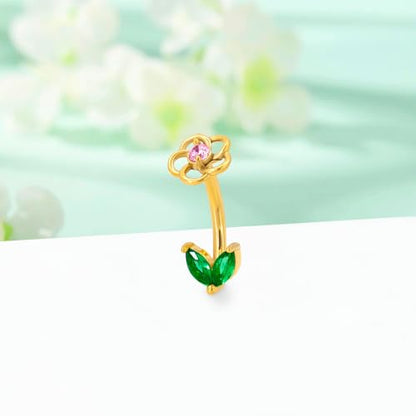 Flower Eyebrow Rings Piercing Jewelry, 16G Internally Threaded Rook Piercing Jewelry, 316L Stainless Steel Lip Labret Barbells 8mm - color: Gold-8mm