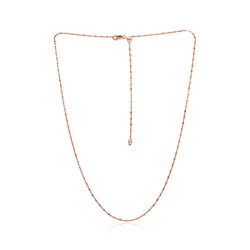 SEA OF ICE Sterling Silver 1mm Diamond-Cut Bead Station Rolo Chain Adjustable Necklace For Women, Size 22" Italy
