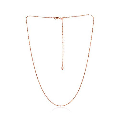 SEA OF ICE Sterling Silver 1mm Diamond-Cut Bead Station Rolo Chain Adjustable Necklace For Women, Size 22" Italy