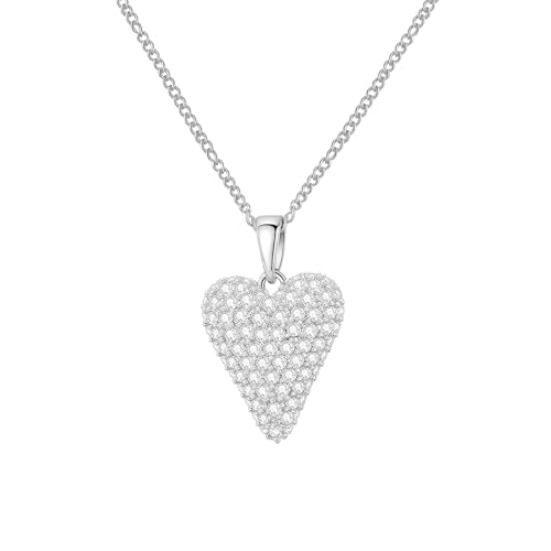 Rnivida Small Cz Pave Puff Heart Necklace for Women - color: L Heart - Silver