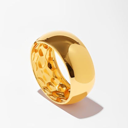 YBMYCM Chunky Gold Cuff Bangle Bracelets for Women Wide Gold Bangle Hammered Open Wrist Cuff Bracelets Wrap Bracelet - style: D-Gold