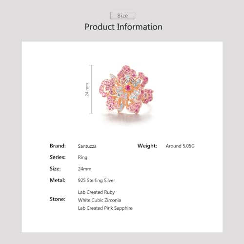 Santuzza Sterling Silver Gemstone Flower Ring for Women - color: [A]Peony-Pink & White