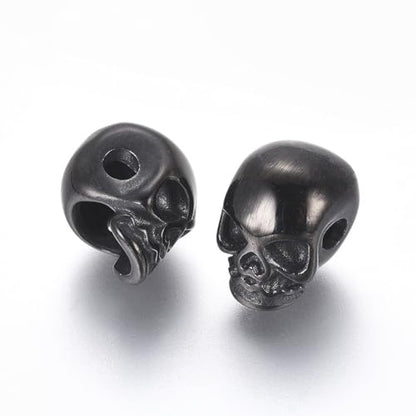 Elecrelive 10Pcs Gunmetal Stainless Steel Skull Head Beads Skeleton Skull Spacer Beads Halloween Charms for Gothic Necklace Bracelets Earrings Jewelry Making - color: Gunmetal