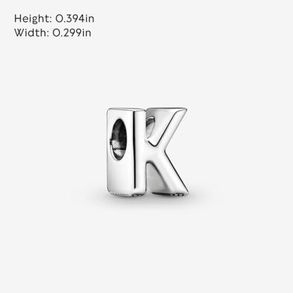 Pandora Alphabet Charm - Compatible Moments - Gift for Her - Made with Sterling Silver - with Gift Box - style: Letter K