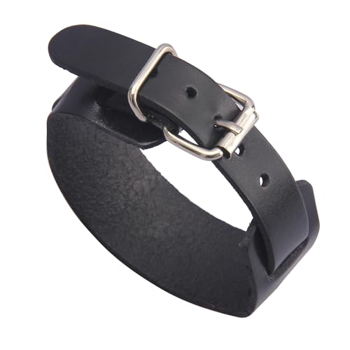 Jeilwiy Punk Leather Wristbands for Men Bracelets Handmade Wide Cuff Bangle Braided Jewelry Black Brown Adjustable - Punk Father's Gifts - color: Leather Cuff Bracelet Buckle