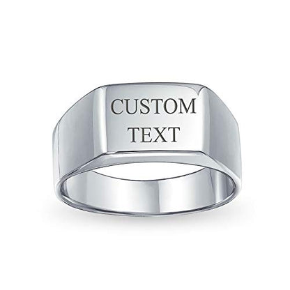 Men's Simple Rectangle Monogram Style Signet Ring .925 Sterling Silver - color: Silver