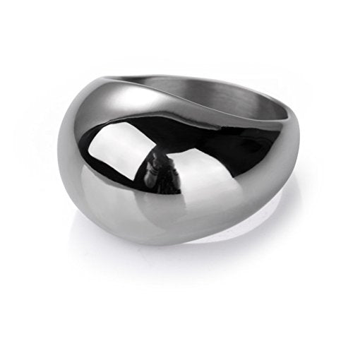 JAJAFOOK Stainless Steel Oval Mirror Signet Ring Wedding Band Rings for Men, Comfort Fit