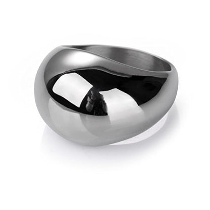 JAJAFOOK Stainless Steel Oval Mirror Signet Ring Wedding Band Rings for Men, Comfort Fit