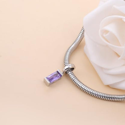 Helonley Birthstone Charms for Charms Bracelet: Birth Stone Charms | 925 Sterling Silver Birth Stone Bead Charms for Bracelets and Necklaces, Christmas Birthday Gifts for Mom and Wife - color: Feb.