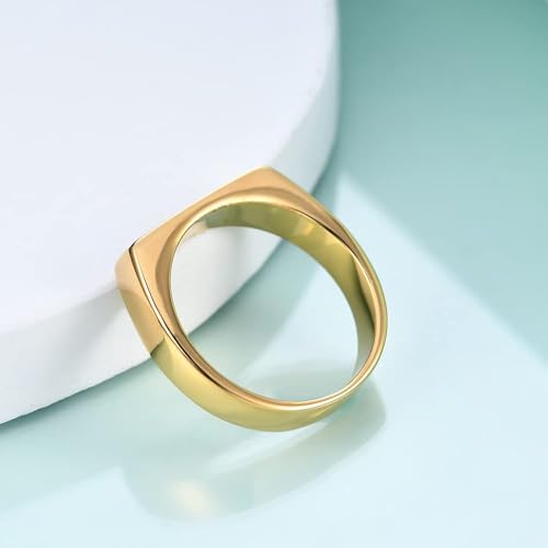 MYNENEY Stainless Steel Square Shape Signet for Men Statement Ring - color: Geometrical Gold