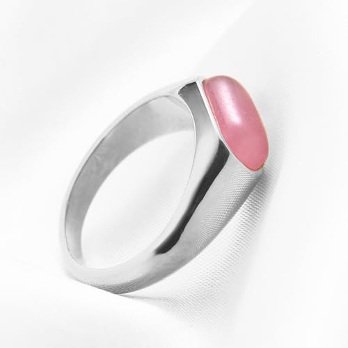 MYNENEY Signet Mens Pinky Rings Statement Wedding for Women - color: Pink stone