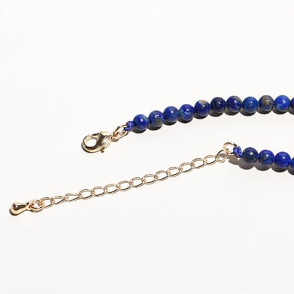 Simple 4mm Gemstones and Crystals Choker Necklace Unisex 16"-18" | Necklaces for Women Men, Adjustable, 40-45 cm Chain Length, Handmade, Spiritual Gemstones, Positive Energy, Daily Wear - style: Lapis Lazuli