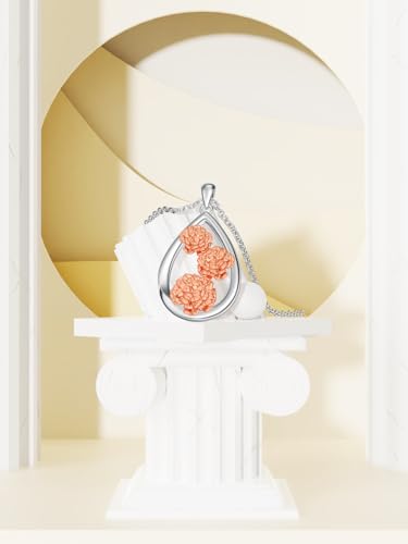 12 Month Birth Flower Necklace for Women 925 Sterling Silver Floral Teardrop Pendant Birthday Jewelry Gifts - color: 01. January Carnation