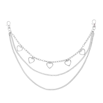 Goth Pants Chain Charms for Women Men Punk Layered Jean Chains Gothic Y2k Pocket Chain for Women Hip Hop Waist Chains - color: Heart