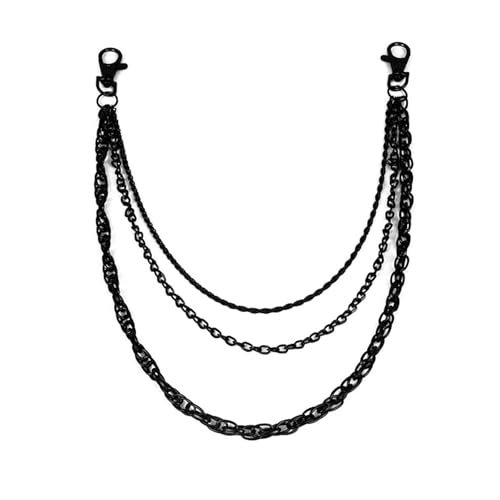 NIIIYTYB Gothic Black Purse Chain Belt for Women Matte Waist Belt Chains and Wallet Strap Accessories 3 Chain for Goth Grunge Pants Western Style Jewelry