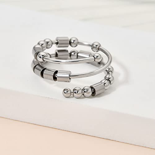 Morse Code Rings for Women, Stainless Steel Spinner Ring Fidget Rings for Anxiety Ring Morse Code Rings Inspirational Gifts Jewelry Women Birthday Graduation Gifts for Best Friends - style: 1 F**k Off
