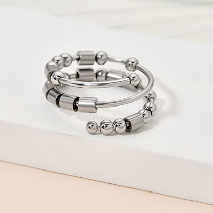 Morse Code Rings for Women, Stainless Steel Spinner Ring Fidget Rings for Anxiety Ring Morse Code Rings Inspirational Gifts Jewelry Women Birthday Graduation Gifts for Best Friends - style: 1 F**k Off