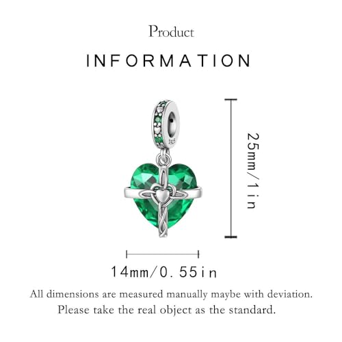 Birthstone Charms 925 Sterling Silver Heart Charms for Bracelets and Necklaces Birthday Day Christmas Gifts For Women - color: E-May