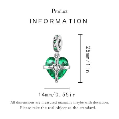 Birthstone Charms 925 Sterling Silver Heart Charms for Bracelets and Necklaces Birthday Day Christmas Gifts For Women - color: E-May