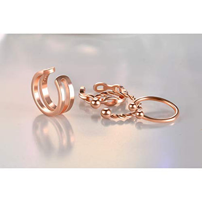 CHIC & ARTSY 925 Sterling Silver Ear Cuffs for Women, Non Piercing Clip On Cartilage Cuffs, Adjustable Fake Conch & Helix Earrings, Gold Plated & Oxidized Various Styles - color: ear cuff #20