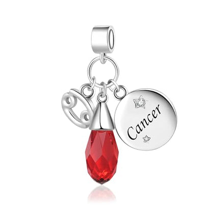 LSxAB Birthday Birthstone Zodiac Sign Charm Compatible with Pandora Charms Bracelets for Women - style: 07 Cancer