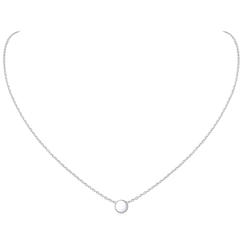 ChicSilver 925 Sterling Silver Cross/Heart/Butterfly/Star/Moon Necklace for Women, Hypoallergenic Dainty Small Silver Pendant Necklaces (with Gift Box) - style: 06.Dot