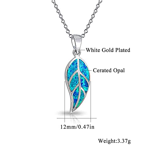 CiNily Opal Leaf/Flower Pendant Necklace for Women Silver Plated Jewelry Gift - color: blue