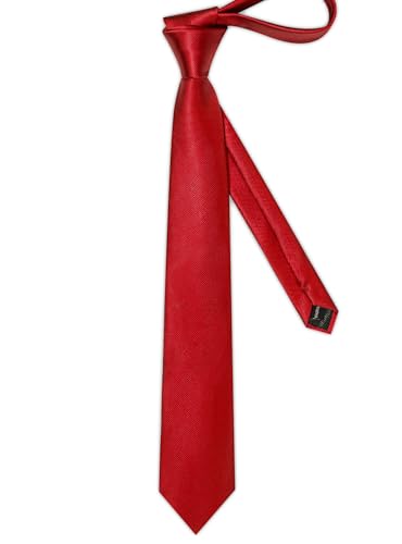 Solid Color Tie and Pocket Square with Tie Clip Lapel Pin Silk Formal Necktie Set Wedding Formal - color: Red