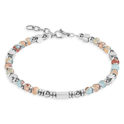 Womens Boho Adjustable Stackable Beaded Bracelets for Women Teen Girls Stainless Steel Natural Stone Link Bracelets for Women Non Tarnish Waterproof Handmade Bead Bracelet for Women Best Friend Bestie Mother Daughter Sister Gifts for Happy Birthday Grad G