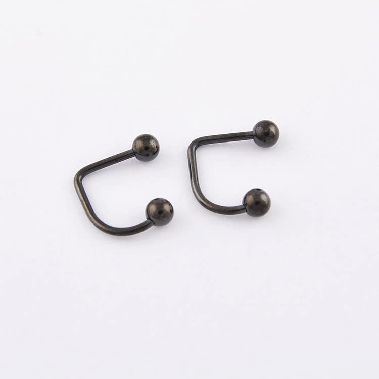 DATOA 16G Stainless Steel Lip Monroe Medusa Hoop Rings C-Shaped Piercing Ball Lippy Loop Labret Lip Rings Piercing Jewelry for Women Men - color: Silver&Black