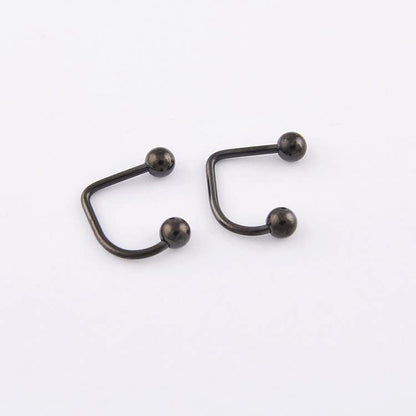 DATOA 16G Stainless Steel Lip Monroe Medusa Hoop Rings C-Shaped Piercing Ball Lippy Loop Labret Lip Rings Piercing Jewelry for Women Men - color: Silver&Black