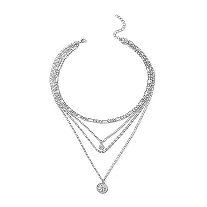 GIGB PBDK Layered Necklaces for Women Dainty 14K Gold Coin Sun Pendant Necklace Exaggerated Stackable Figaro Choker Necklace Trendy Birthday Jewelry Presents
