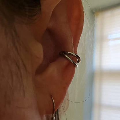 Double Hoop Nose Ring - Silver Gold Diamond 316L Surgical Steel Cartilage Earring Helix Hoops 20g 18g 16g - color: double hoop silver