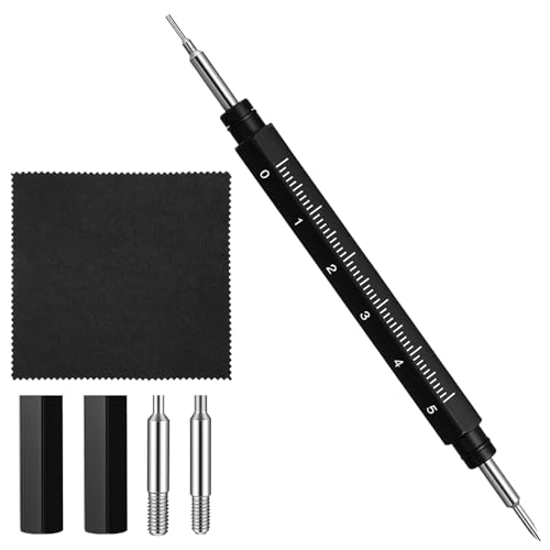 Watch Spring Bar Tool Kit, Premium Pin Removal Tool with Built-in Ruler for Watch Band Removal Installation, Jewelry Craft, Phone Card Insertion, with Caps, Replacement Fork & Cleaning Cloth