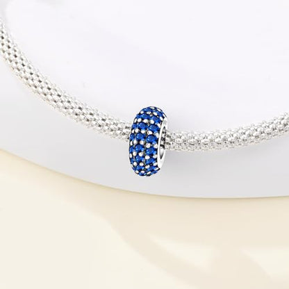 Spacer Stopper Beads for Bracelets & Necklaces, 925 Sterling Silver Beads | Smooth & Pave Cubic Zirconia (White, Blue, 18K Gold Plated) | Anti-Slide Separator Charms S925 Women Jewelry - color: 2Pcs Blue CZ Spacer