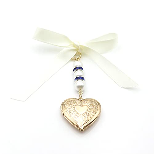 IDLAN Locket for Bouquet - Memorial Wedding Gift Bride Pendant Keepsake Something Blue - style: Heart Locket