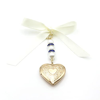 IDLAN Locket for Bouquet - Memorial Wedding Gift Bride Pendant Keepsake Something Blue - style: Heart Locket