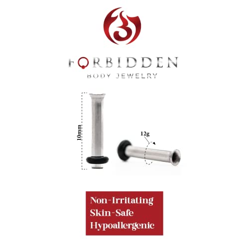 Forbidden Body Jewelry 12G-1 Inch Surgical Steel Single Flared Tunnel Plugs Plus O-Ring, Choose Pcs/Gauge - style: 2pcs: 2mm (12GA)