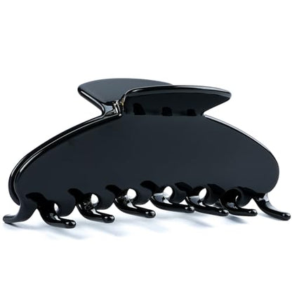 MAORULU Cute Claw Clip for Women – 4.3'' Large Acetate Hair Clips for Thick Thin Curly Long Hair, Durable Hair Clamps Non-slip Jaw Clip, Strong Hold, Stylish French Design (Solid Black) - color: Solid Black