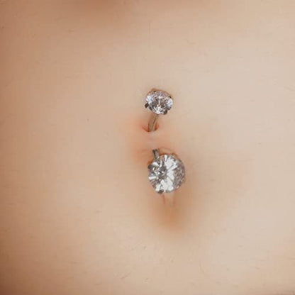 Incaton 14G Cute Heart Stainless Steel Belly Button Rings Belly Piercing Jewelry Diamond Belly Rings for Women Navel Piercing Jewelry - color: 1pcs Silver