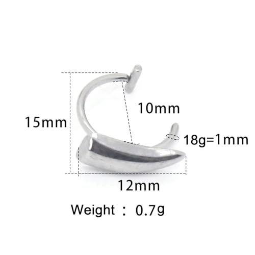 Fake Eyebrow Ring Fake Lip Labret Studs Replacement Balls Spike with 100pcs Sticker Non-Piercing Body Jewelry Fake Skin Piercing - color: C1 -Silver