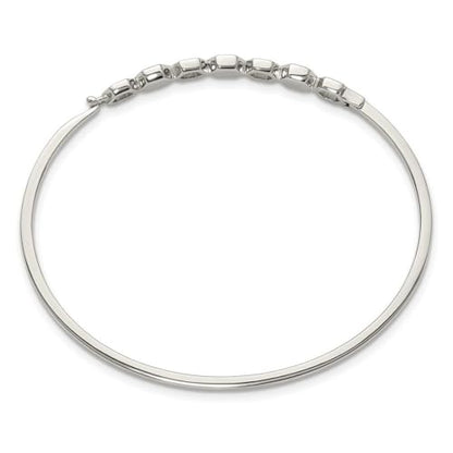 JewelryWeb 2mm Stainless Steel Polished With Crystals Hexagons Hinged Bangle Bracelet Cuff Bracelet for Women