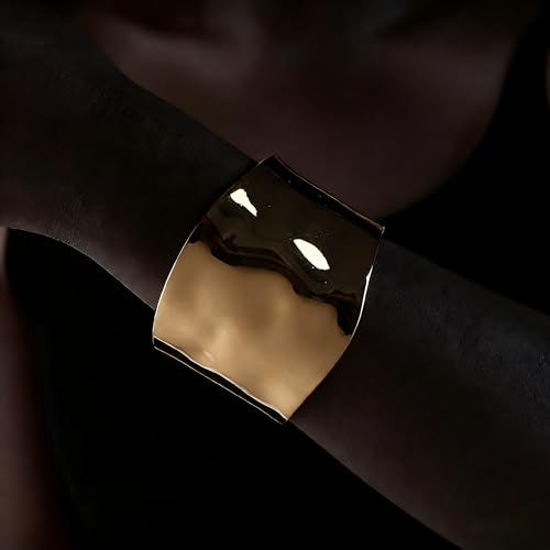 Exquisite and Stylish Gold Bracelet, Fashion Jewelry, Women's Gold Accessories – Ideal Gift for Mom, Wife or Girlfriend - style: Bright Gold Wide Cuff Bracelet
