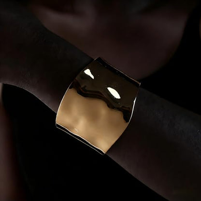 Exquisite and Stylish Gold Bracelet, Fashion Jewelry, Women's Gold Accessories – Ideal Gift for Mom, Wife or Girlfriend - style: Bright Gold Wide Cuff Bracelet
